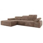 Narożnik z elektrycznym sterowaniem RILASSO L - strona lewa - brązowy, sztruks