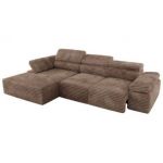 Narożnik z elektrycznym sterowaniem RILASSO L - strona lewa - brązowy, sztruks