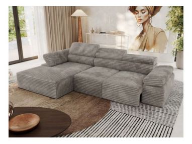 Narożnik z elektrycznym sterowaniem RILASSO L - strona lewa - jasnobrązowy, sztruks