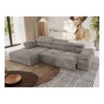 Narożnik z elektrycznym sterowaniem RILASSO L - strona lewa - jasnobrązowy, sztruks