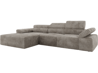 Narożnik z elektrycznym sterowaniem RILASSO L - strona lewa - jasnobrązowy, sztruks