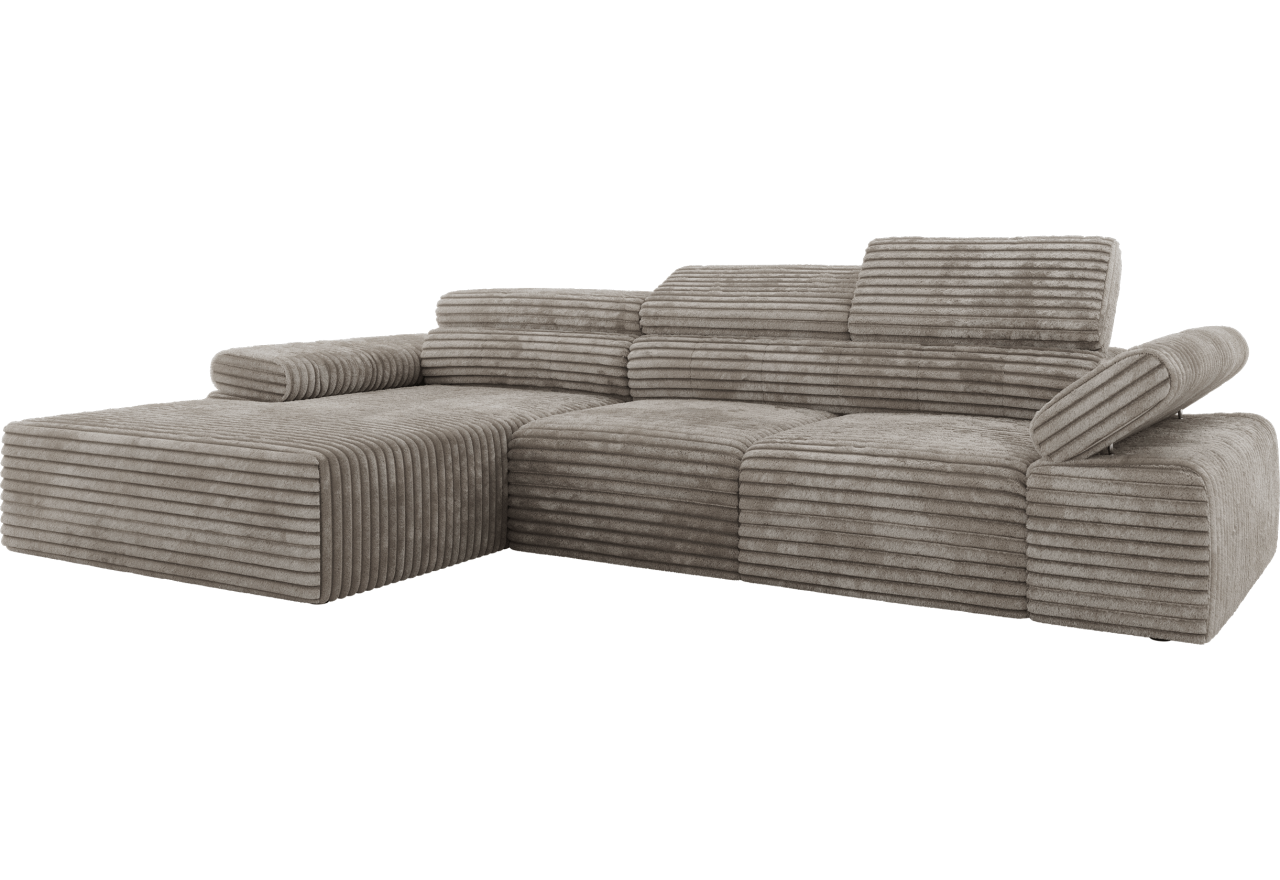 Narożnik z elektrycznym sterowaniem RILASSO L - strona lewa - jasnobrązowy, sztruks