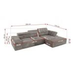 Narożnik z elektrycznym sterowaniem RILASSO L - strona lewa - jasnobrązowy, sztruks