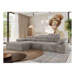 Narożnik z elektrycznym sterowaniem RILASSO L - strona lewa - jasnobrązowy, sztruks