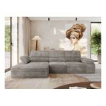 Narożnik z elektrycznym sterowaniem RILASSO L - strona lewa - jasnobrązowy, sztruks