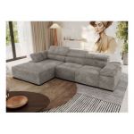 Narożnik z elektrycznym sterowaniem RILASSO L - strona lewa - jasnobrązowy, sztruks