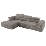 Narożnik z elektrycznym sterowaniem RILASSO L - strona lewa - jasnobrązowy, sztruks