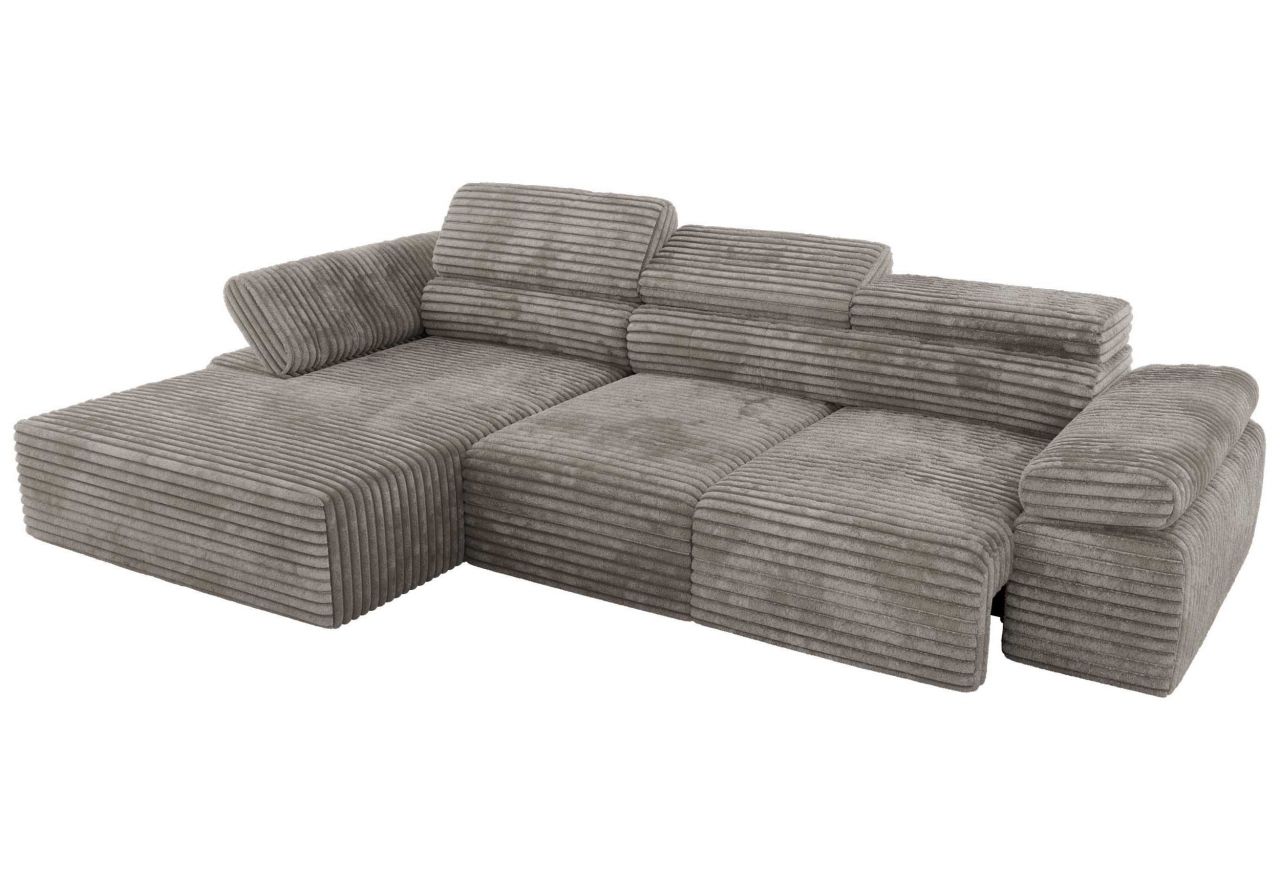 Narożnik z elektrycznym sterowaniem RILASSO L - strona lewa - jasnobrązowy, sztruks