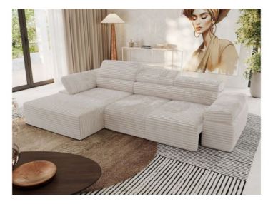 Narożnik z elektrycznym sterowaniem RILASSO L - strona lewa - beżowy, sztruks