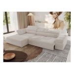 Narożnik z elektrycznym sterowaniem RILASSO L - strona lewa - beżowy, sztruks