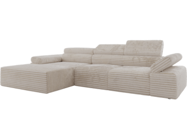 Narożnik z elektrycznym sterowaniem RILASSO L - strona lewa - beżowy, sztruks