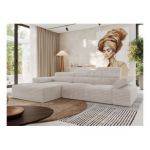 Narożnik z elektrycznym sterowaniem RILASSO L - strona lewa - beżowy, sztruks