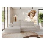 Narożnik z elektrycznym sterowaniem RILASSO L - strona lewa - beżowy, sztruks