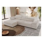 Narożnik z elektrycznym sterowaniem RILASSO L - strona lewa - beżowy, sztruks