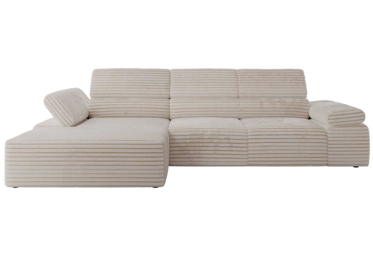 Narożnik z elektrycznym sterowaniem RILASSO L - strona lewa - beżowy, sztruks