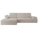 Narożnik z elektrycznym sterowaniem RILASSO L - strona lewa - beżowy, sztruks