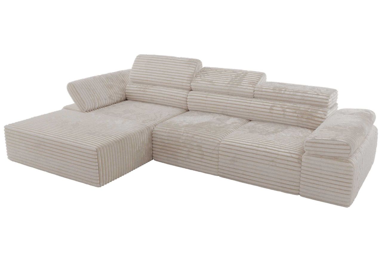 Narożnik z elektrycznym sterowaniem RILASSO L - strona lewa - beżowy, sztruks