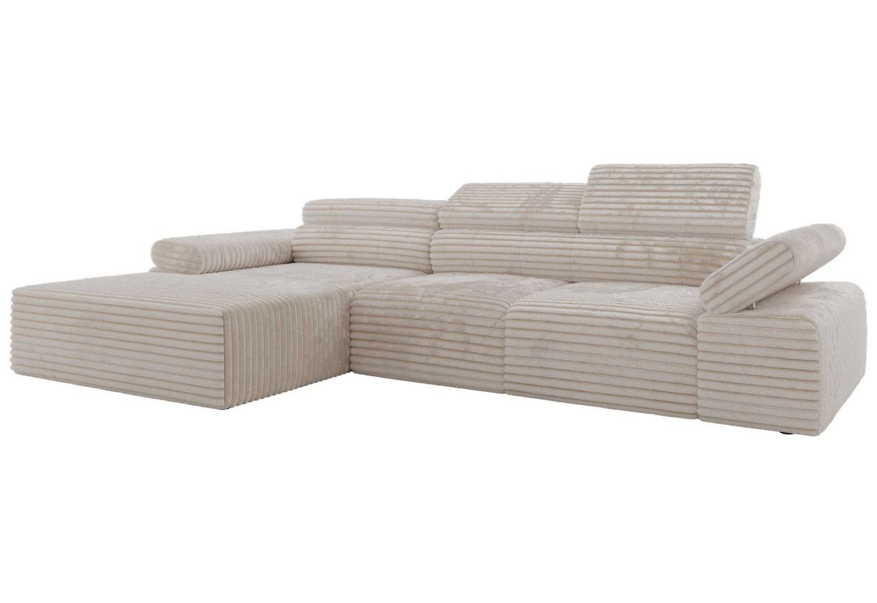 Narożnik z elektrycznym sterowaniem RILASSO L - strona lewa - beżowy, sztruks