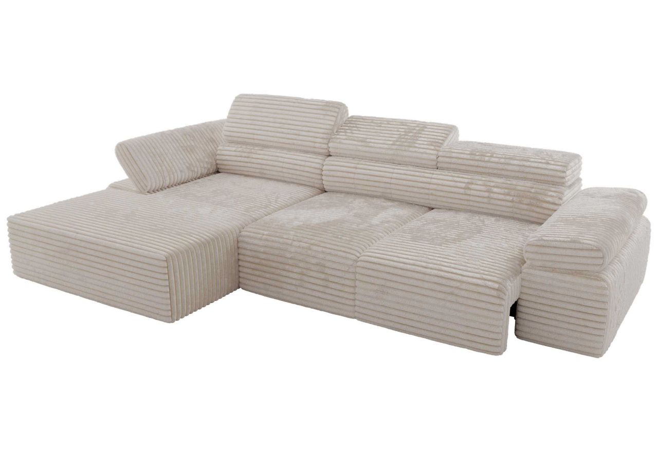 Narożnik z elektrycznym sterowaniem RILASSO L - strona lewa - beżowy, sztruks