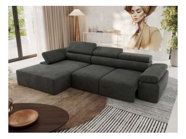 Narożnik z elektrycznym sterowaniem RILASSO L - strona lewa - ciemnoszary, welwet