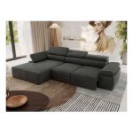 Narożnik z elektrycznym sterowaniem RILASSO L - strona lewa - ciemnoszary, welwet