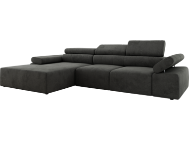 Narożnik z elektrycznym sterowaniem RILASSO L - strona lewa - ciemnoszary, welwet