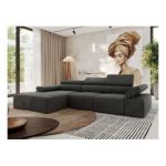 Narożnik z elektrycznym sterowaniem RILASSO L - strona lewa - ciemnoszary, welwet