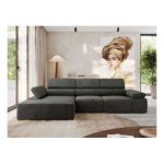 Narożnik z elektrycznym sterowaniem RILASSO L - strona lewa - ciemnoszary, welwet