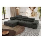 Narożnik z elektrycznym sterowaniem RILASSO L - strona lewa - ciemnoszary, welwet