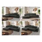 Narożnik z elektrycznym sterowaniem RILASSO L - strona lewa - ciemnoszary, welwet