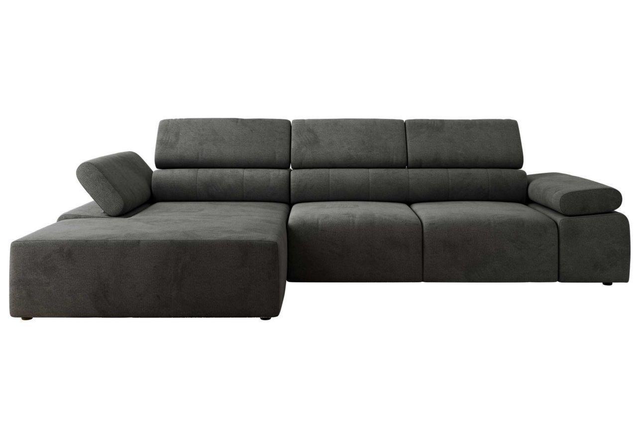 Narożnik z elektrycznym sterowaniem RILASSO L - strona lewa - ciemnoszary, welwet