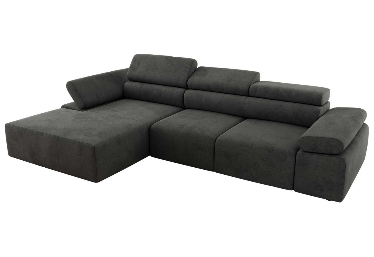 Narożnik z elektrycznym sterowaniem RILASSO L - strona lewa - ciemnoszary, welwet