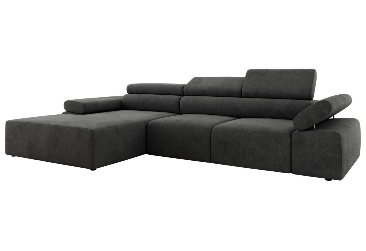 Narożnik z elektrycznym sterowaniem RILASSO L - strona lewa - ciemnoszary, welwet