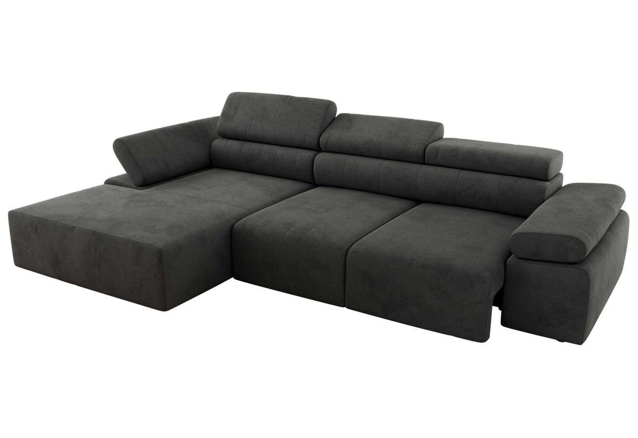 Narożnik z elektrycznym sterowaniem RILASSO L - strona lewa - ciemnoszary, welwet