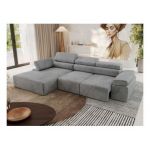 Narożnik z elektrycznym sterowaniem RILASSO L - strona lewa - jasnoszary, welwet