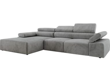 Narożnik z elektrycznym sterowaniem RILASSO L - strona lewa - jasnoszary, welwet