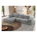 Narożnik z elektrycznym sterowaniem RILASSO L - strona lewa - jasnoszary, welwet