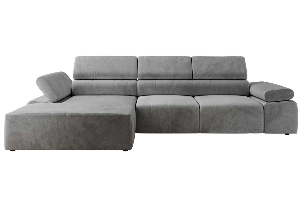 Narożnik z elektrycznym sterowaniem RILASSO L - strona lewa - jasnoszary, welwet