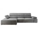 Narożnik z elektrycznym sterowaniem RILASSO L - strona lewa - jasnoszary, welwet