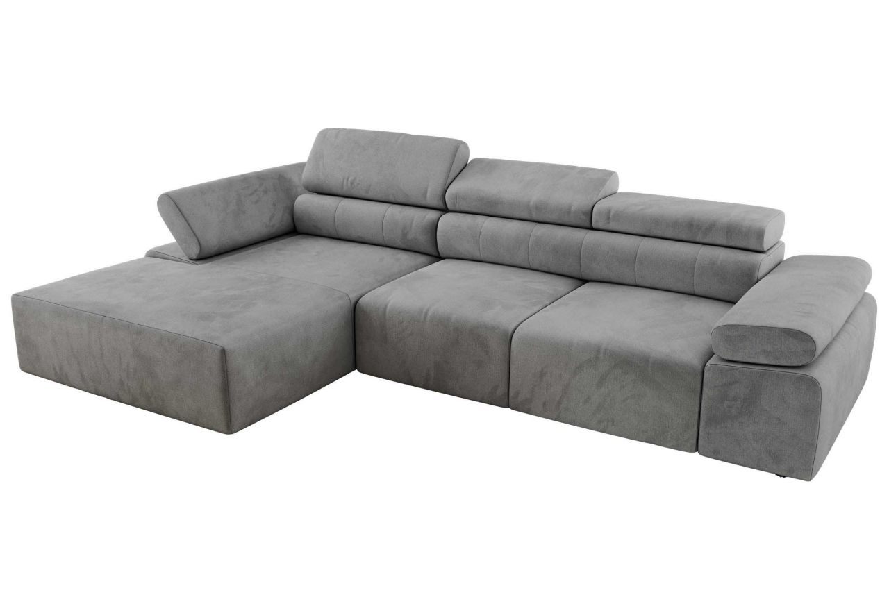 Narożnik z elektrycznym sterowaniem RILASSO L - strona lewa - jasnoszary, welwet