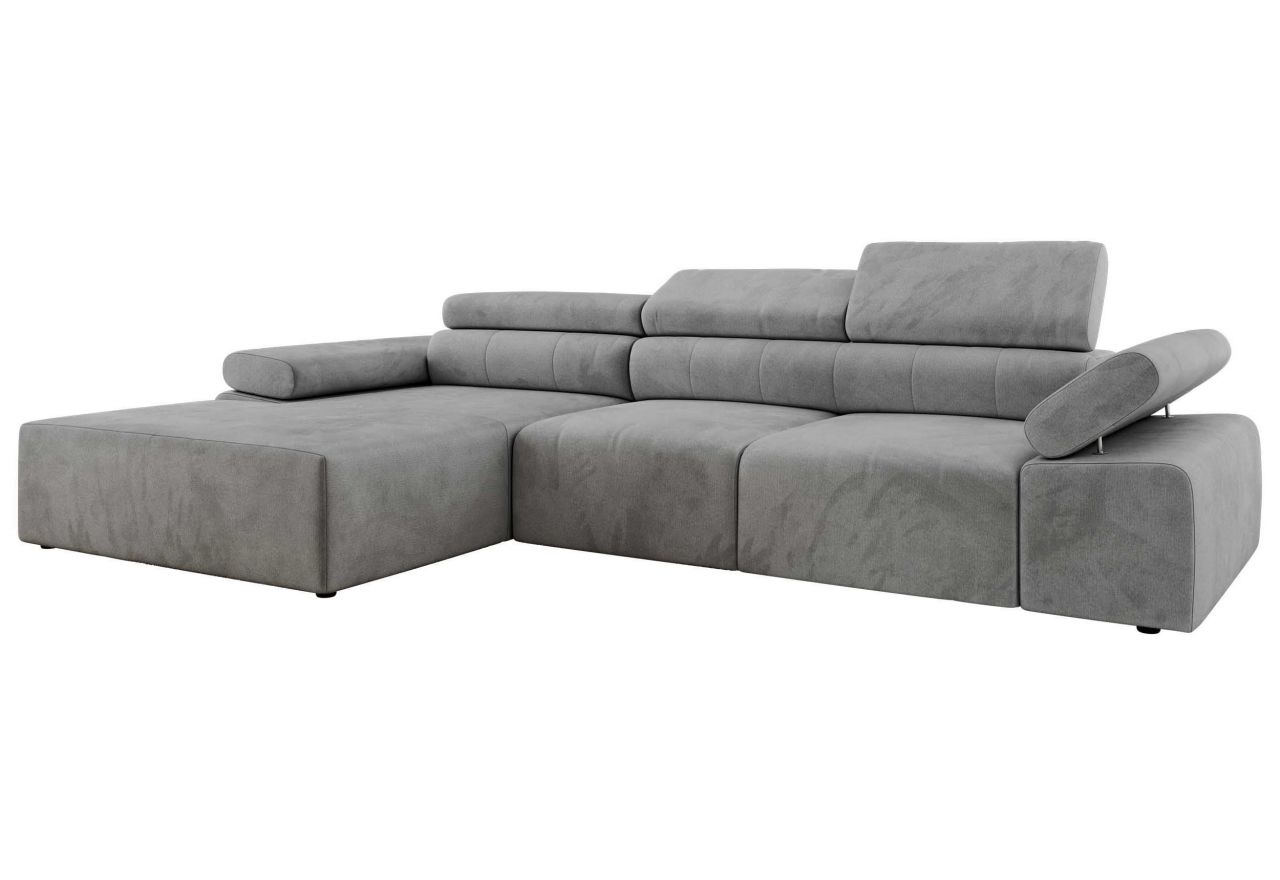 Narożnik z elektrycznym sterowaniem RILASSO L - strona lewa - jasnoszary, welwet