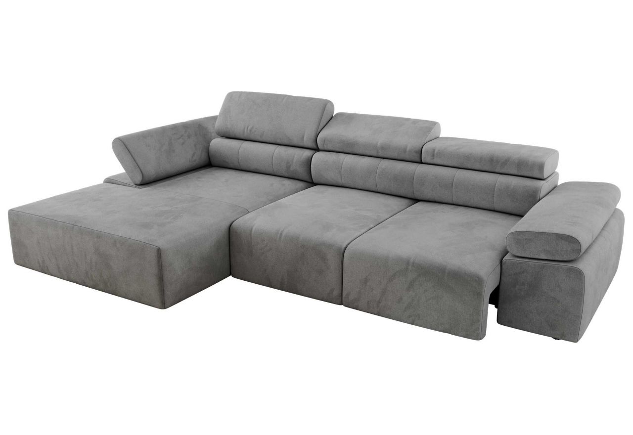 Narożnik z elektrycznym sterowaniem RILASSO L - strona lewa - jasnoszary, welwet