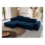 Narożnik z elektrycznym sterowaniem RILASSO L - strona lewa - ciemnoniebieski, welwet