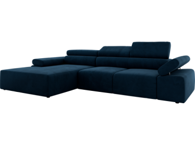 Narożnik z elektrycznym sterowaniem RILASSO L - strona lewa - ciemnoniebieski, welwet