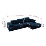 Narożnik z elektrycznym sterowaniem RILASSO L - strona lewa - ciemnoniebieski, welwet