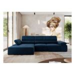 Narożnik z elektrycznym sterowaniem RILASSO L - strona lewa - ciemnoniebieski, welwet