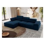 Narożnik z elektrycznym sterowaniem RILASSO L - strona lewa - ciemnoniebieski, welwet