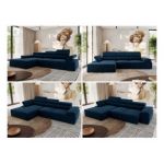 Narożnik z elektrycznym sterowaniem RILASSO L - strona lewa - ciemnoniebieski, welwet