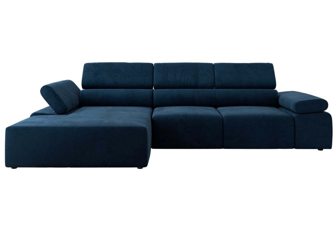 Narożnik z elektrycznym sterowaniem RILASSO L - strona lewa - ciemnoniebieski, welwet