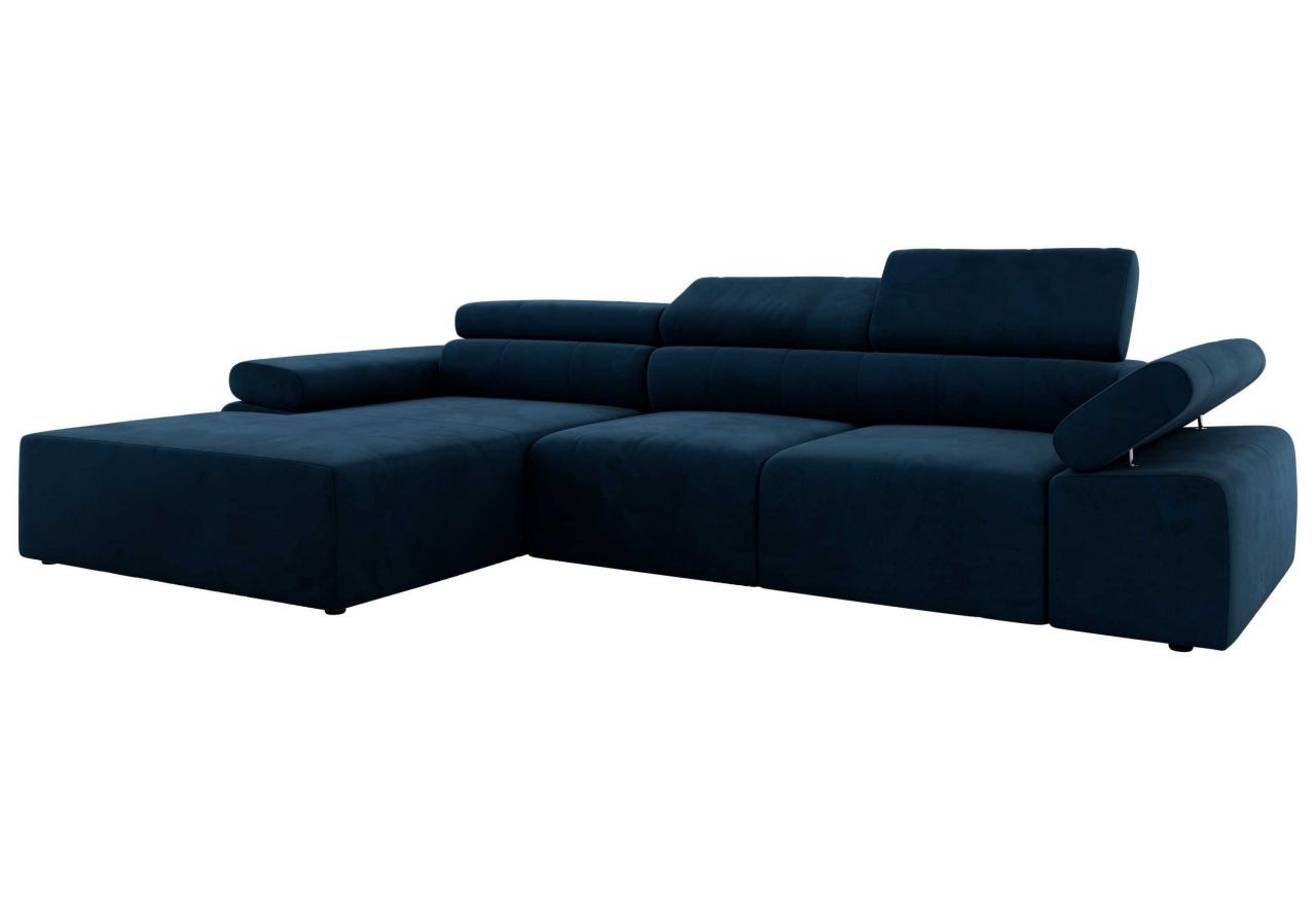 Narożnik z elektrycznym sterowaniem RILASSO L - strona lewa - ciemnoniebieski, welwet